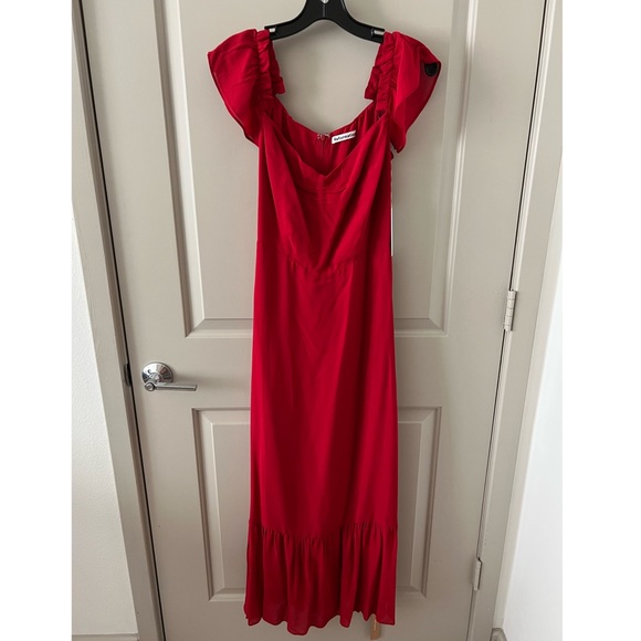 Reformation Butterfly Dress in Cherry Red - Picture 9 of 14